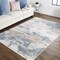 Feizy Home Collection 5' x 7' Indigo Blue and Ivory Abstract Watercolor Rectangular Area Throw Rug